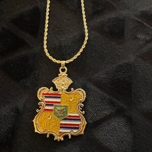 Gold and Multicolor Pendant Necklace